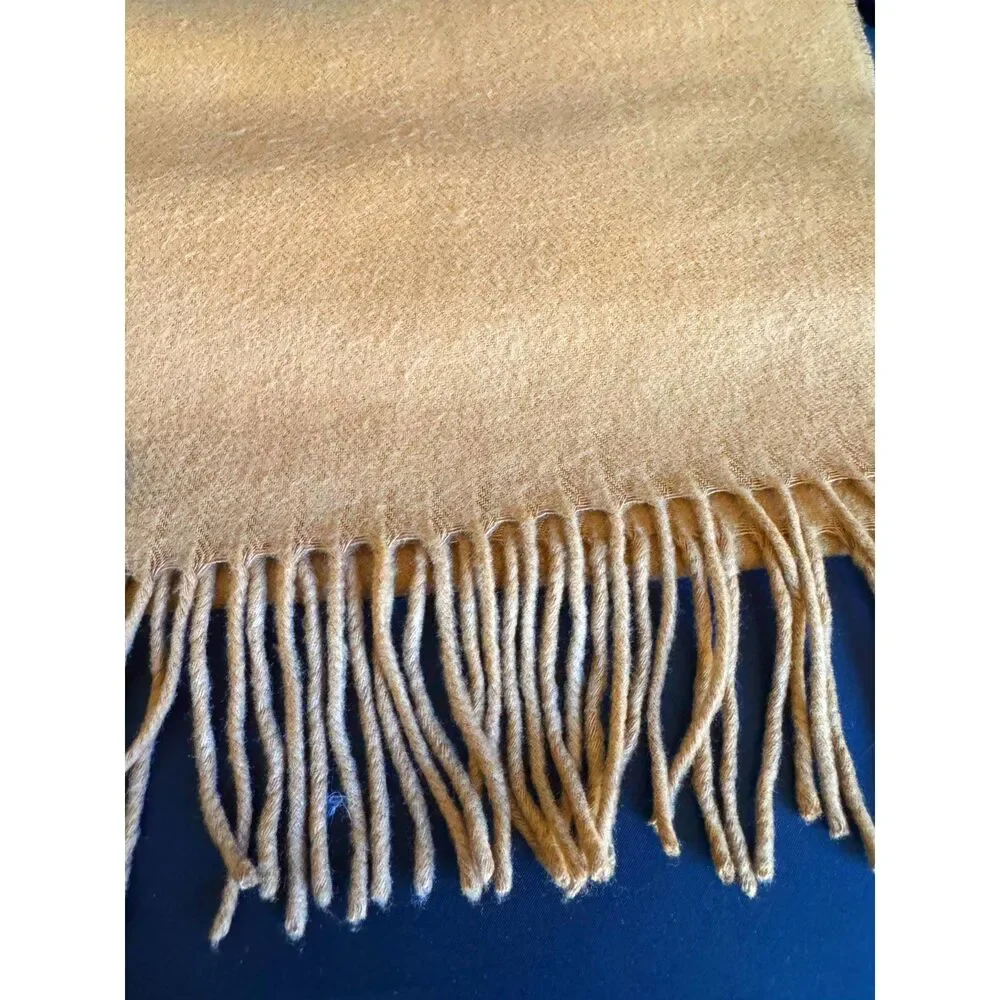Fraas Cashmink Scarf Camel Tan Fringe Soft Made in Germany Unisex Winter Wrap